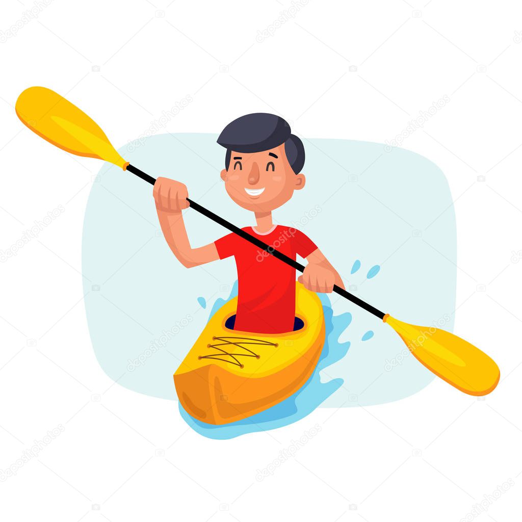 Kayak remando en los barcos Vector. Divertirse. Paleta de remo. Deportes,  Actividades al aire libre. Ilustración de personajes de dibujos animados  blancos aislados Vector de stock por ©pikepicture 171753252, image size:1024x1024