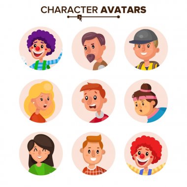 İnsanların karakterleri avatarları koleksiyonu vektör. Varsayılan Avatar. Çizgi film düz izole illüstrasyon