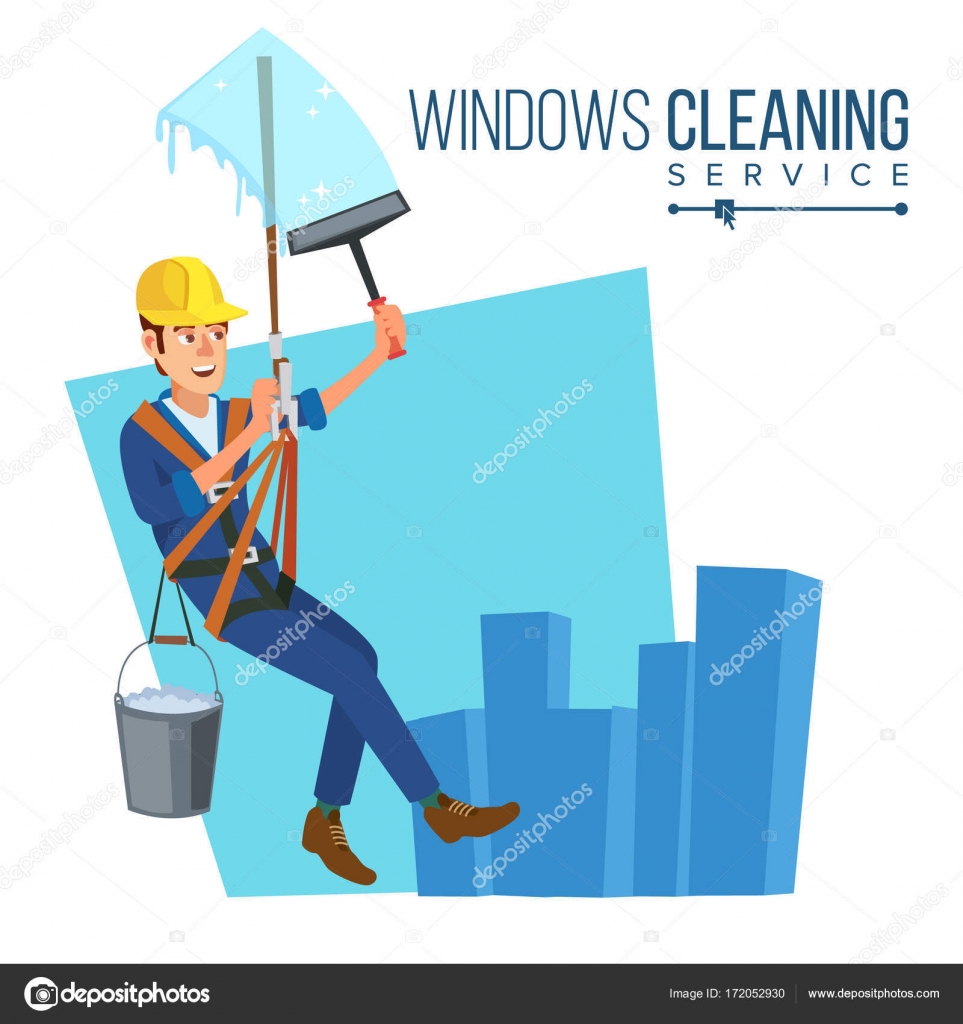 Windows Cleaning Service Vector. Window Washer Is Cleaning High Building. Washing  Windows Of The Modern Building. Flat Cartoon Illustration Stock Vector  Image by ©pikepicture #172052930