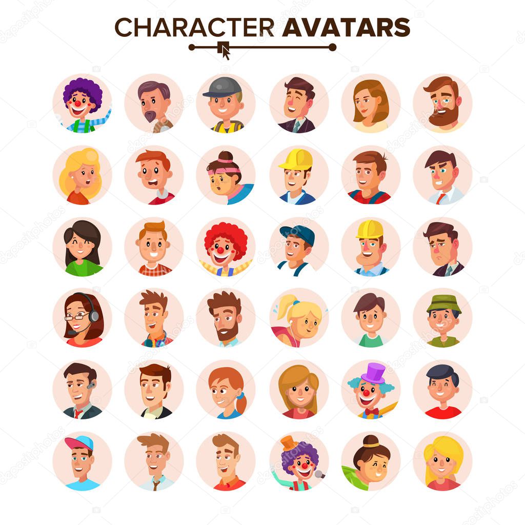 People Avatars Collection Vector. Default Characters Avatar. Cartoon Flat Isolated Illustration