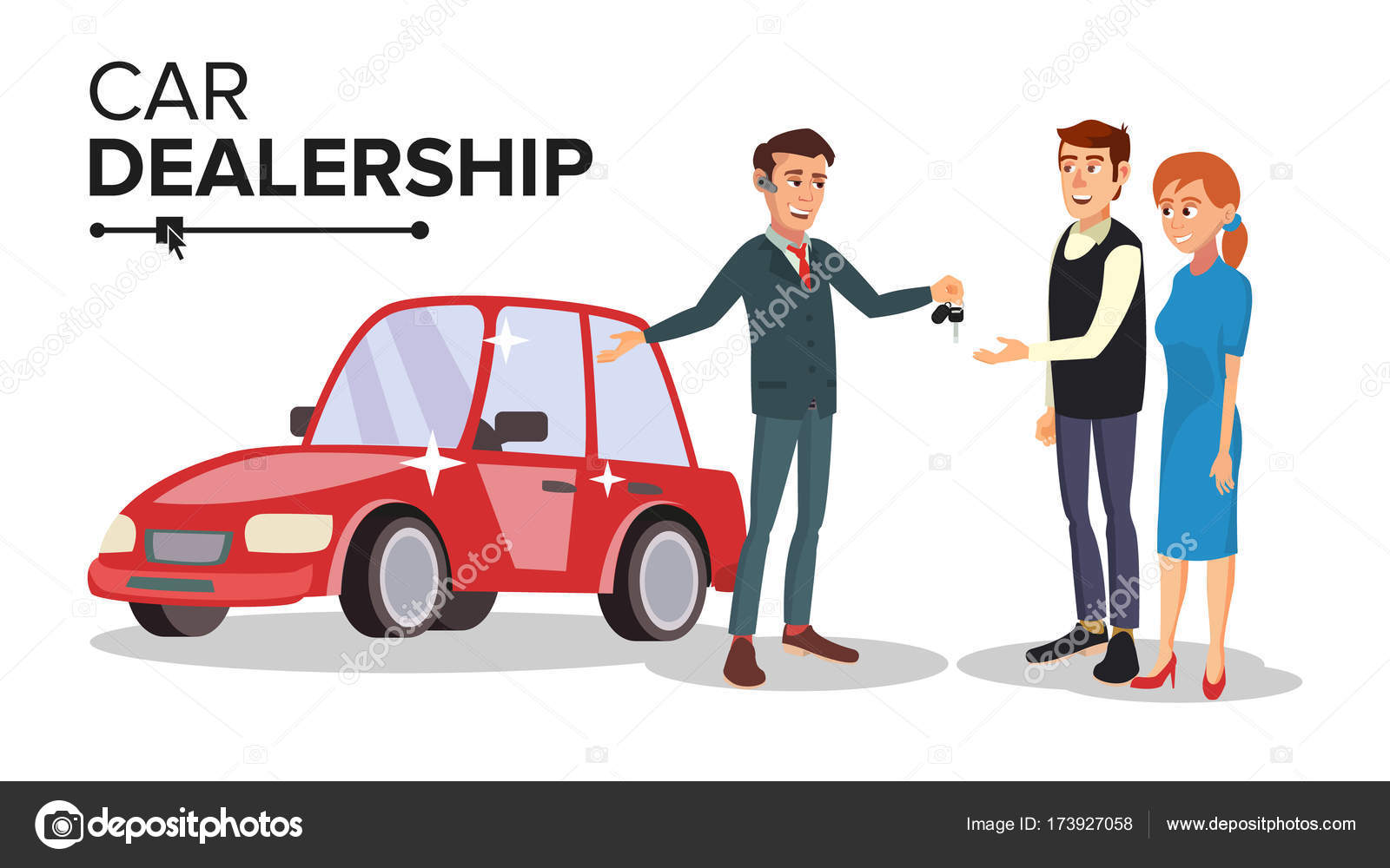 Car Dealer Vector. Car Dealership Agent. Auto Selling Concept. Isolated