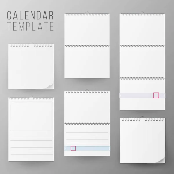 Calendar Template Set Vector. Realistic — Stock Vector