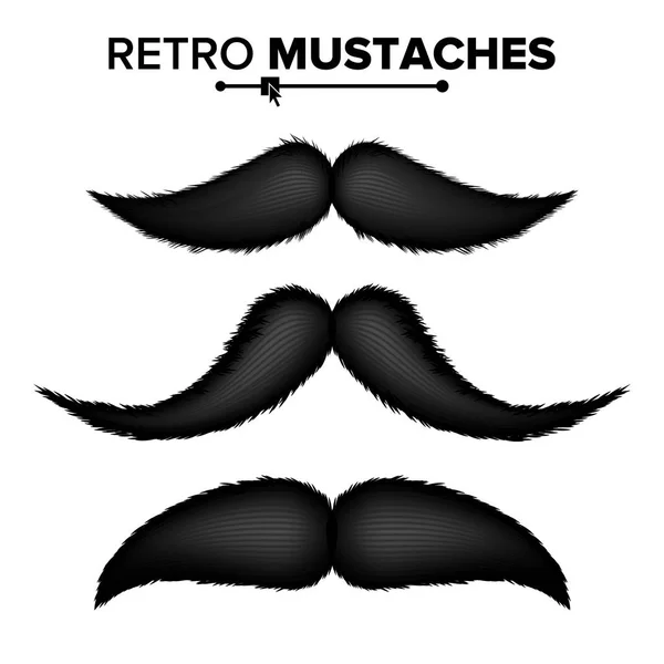 Vector de bigotes de pelo negro. Elemento facial vintage. Ilustración de conjunto retro aislado — Vector de stock