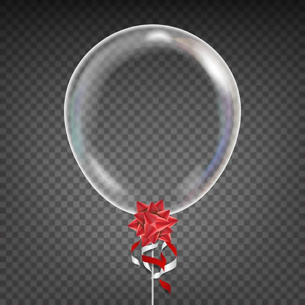 Vecteur de ballon transparent. Red Bow. Élément de décoration de fête. Illustration isolée — Image vectorielle