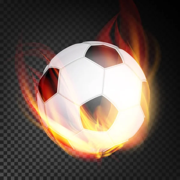 Football Ball Vector Realistic. Football Soccer Ball In Burning Style Isolated On Transparent Background — Stock Vector