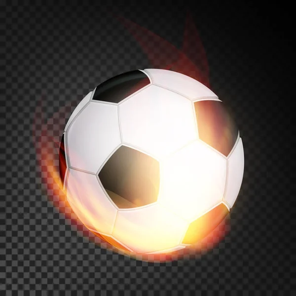 Pelota de fútbol en fuego Vector realista. Burning Football Soccer Ball. Fondo transparente — Vector de stock