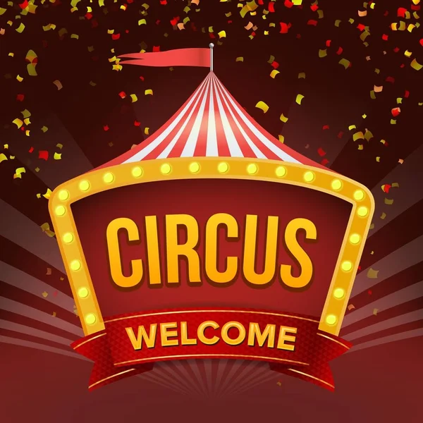 Circus Sign Vector. Événement d'invitation rétro. Illustration plate — Image vectorielle