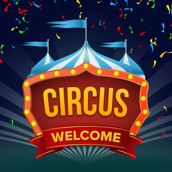 Circus Sign Vector. Fun Amusement Performance. Flat Illustration — Stock Vector