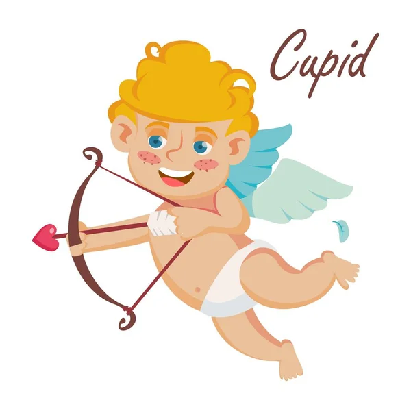 Cupido-Vector. Cupido boog. De dag van de s van de gelukkige Valentijnskaart. Element voor grafisch ontwerp. Geïsoleerd plat Cartoon karakter illustratie — Stockvector