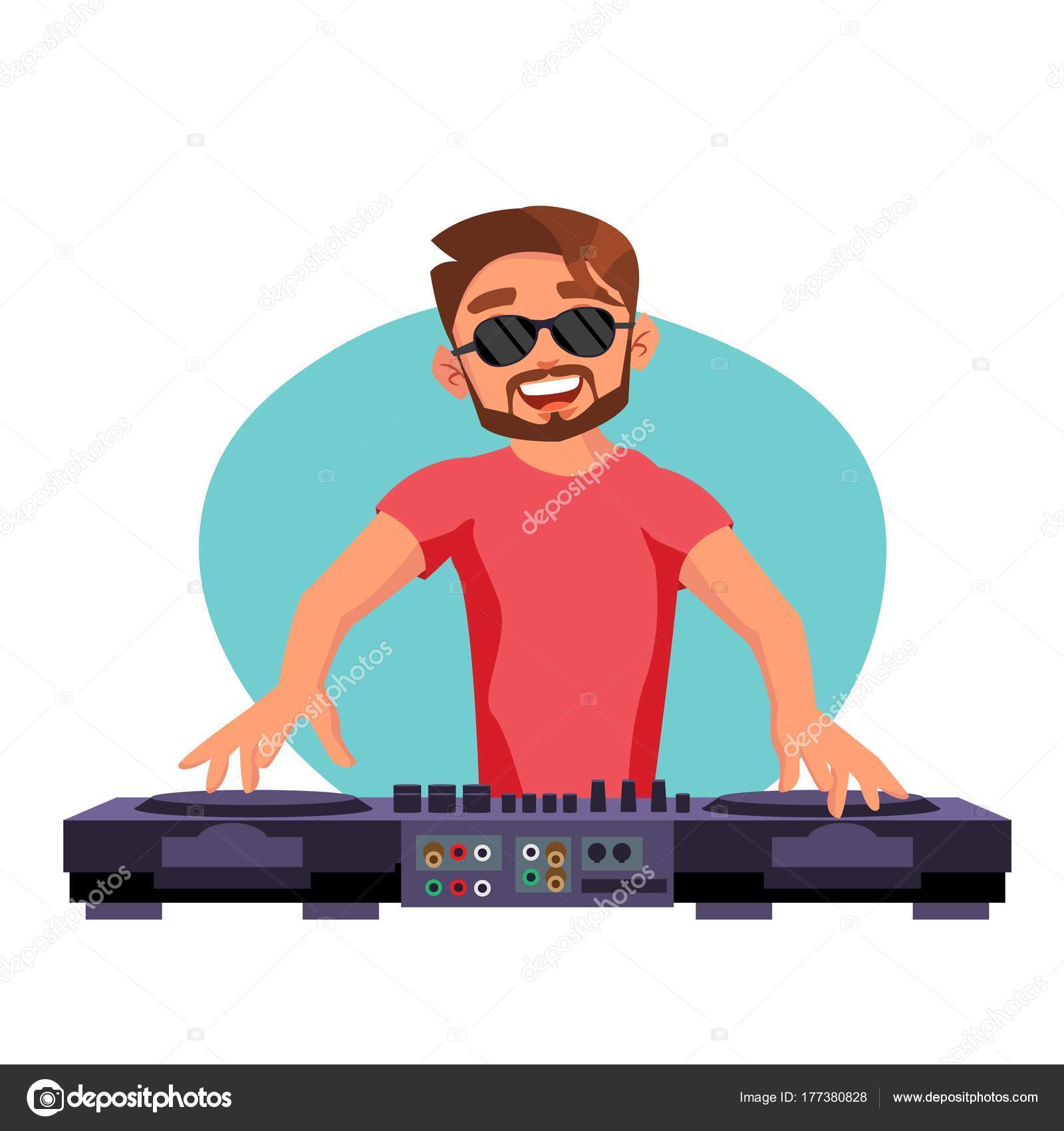 Classic Dj Vector. Playing Progressive Electro Music. Dj Playing, Mixing  Music On Deck. Studio Concept. Cartoon Character Illustration Stock Vector  Image by ©pikepicture #177380828