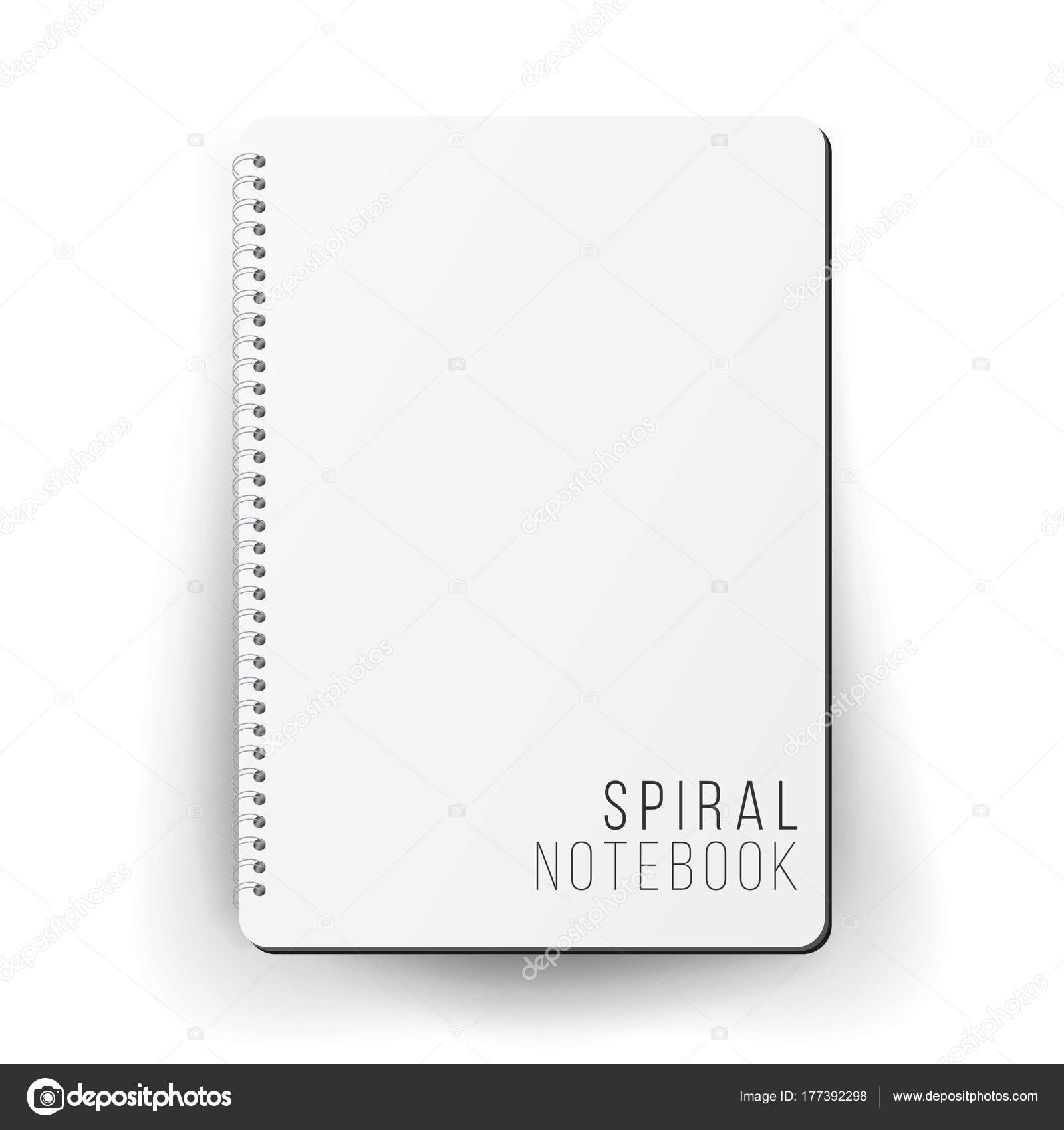 realistic note template blank spiral and paper clean mock up for