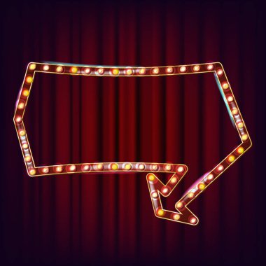 Retro Billboard vektör. Parlayan ışık tabela. Lamba çerçeve Parlatıcı. Parlayan öğesi. Vintage Neon ışık aydınlatılmış. Casino tarzı. İllüstrasyon