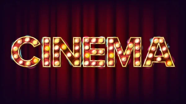 Κινηματογράφος διάνυσμα φόντο. Ρετρό Cinema λαμπρό φως σημάδι. Για θέατρο, κινηματογραφία σχέδιο διαφήμισης. Vintage εικονογράφηση — Διανυσματικό Αρχείο
