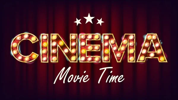 Cinema Filme Tempo Banner Vector. Elemento Brilhante Vintage Cinema 3D. Para design publicitário festivo. Ilustração clássica —  Vetores de Stock