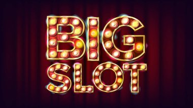 Büyük yuvası afiş vektör. Casino lambası arka plan. Servet reklam tasarımı için. Resimde kumar