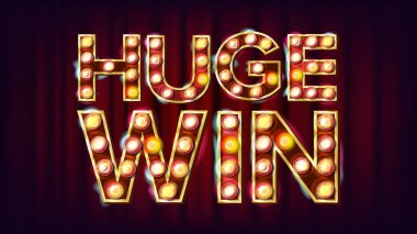 Büyük kazanmak afiş vektör. Casino lamba parlayan arka plan. Servet reklam tasarımı için. Kumar illüstrasyon