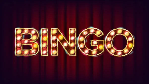 Bingo Banner vektor. Kasino zářící lampy. Pro štěstí reklamní poutače. Hazardní hry ilustrace — Stockový vektor