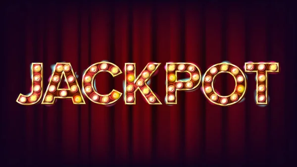 Jackpot Banner vektor. Kasinot skiner ljus tecken. För lotteriet, Poker reklam Design. Risken Illustration — Stock vektor