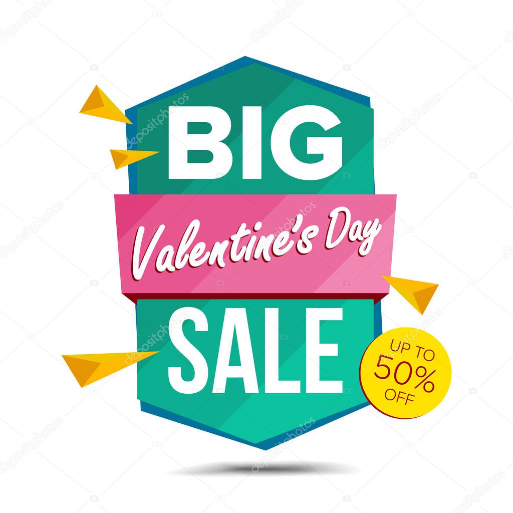 Valentine s Day Sale Banner Vector. Discount Banner. Sale Banner Tag. February 14 Online Sales Concept. Love Price Tag Label. Super Sale Flyer. Isolated Illustration