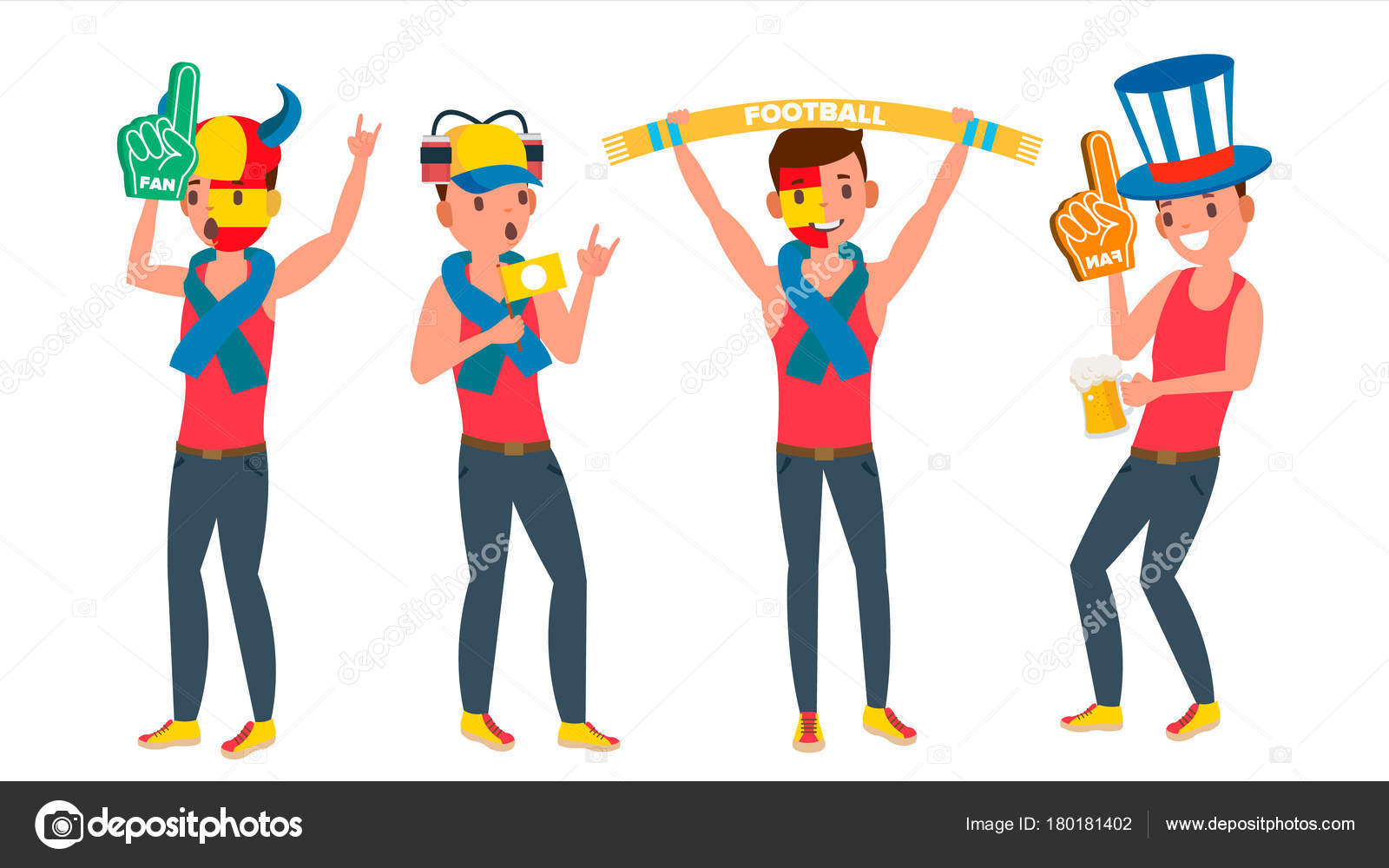 Man Supporting Sport Team Vector. Different Poses. People On Football,  Soccer, Hockey Field Bleachers. In Action. Flat Cartoon Illustration Stock  Vector by ©pikepicture 180181402, image size:1600x1000
