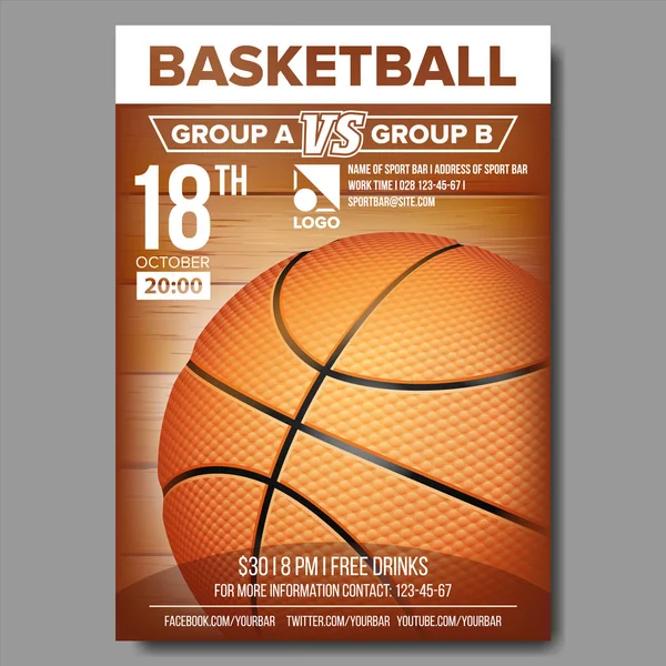 Basketball-Plakatvektor. Sport-Event-Ankündigung. Banner-Werbung. Profiliga. Eventillustration — Stockvektor