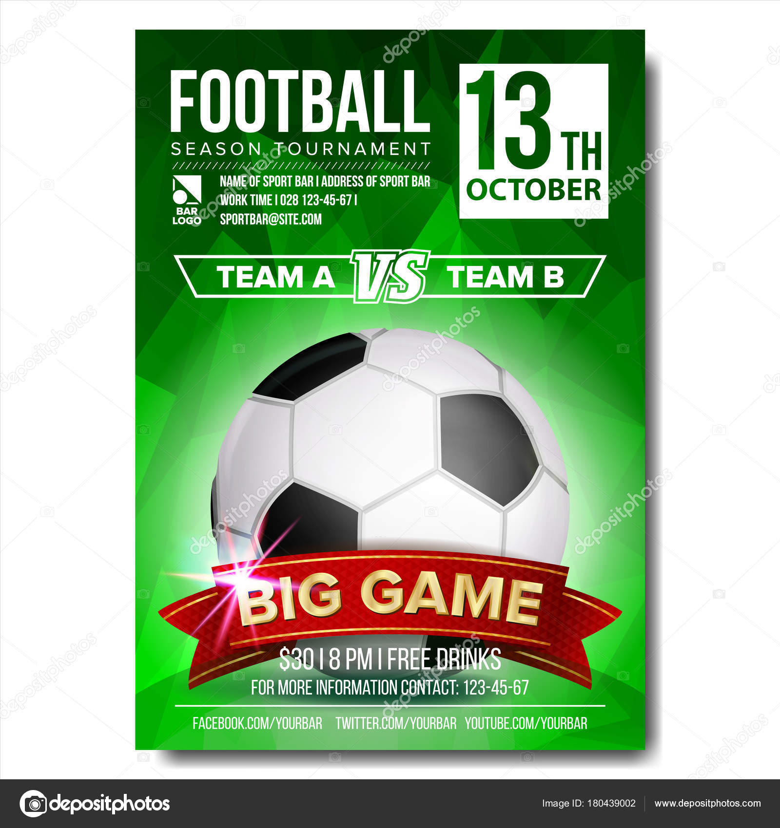 Flyer de jogo de futebol ou design de cartaz., Vetor Premium