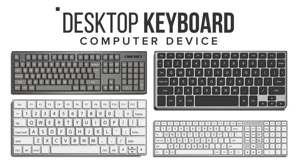 Desktop-Tastatur eingestellt Vektor. drahtloses modernes Kunststoffwerkzeug. Ansicht von oben. isoliert auf weißer Abbildung — Stockvektor