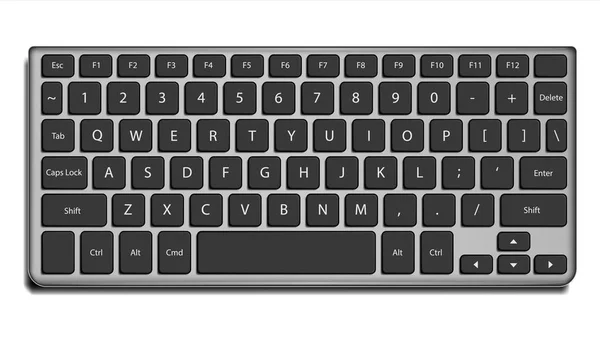 Vector de teclado portátil. Cartas y botones. Aislado en la ilustración blanca — Vector de stock