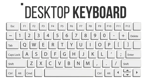 Tastatur isolierter Vektor. Layout-Vorlage. klassische Tastatur. weiße Tasten. Computer-Desktop. Elektronikgerät. isoliert auf weißer realistischer Abbildung — Stockvektor