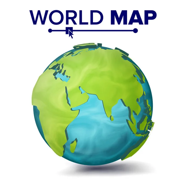Вектор карты мира. 3d Planet Spere. Земля с континентами. Евразия, Австралия, Африка. Изолированная иллюстрация — стоковый вектор