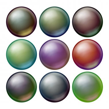 Karanlık küre Set vektör. Opak küreler gölgeler. Soyut karanlık elips, top, kabarcık, düğme, rozet. Gerçekçi illüstrasyon izole