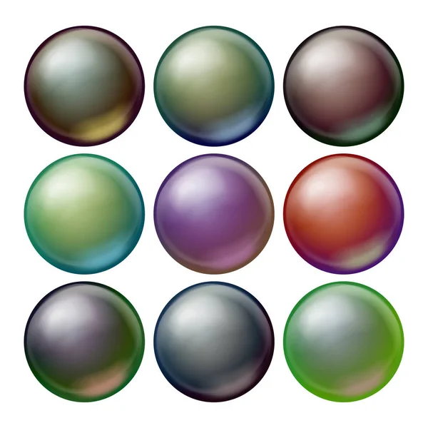 Dark Sphere Set Vector. Sphères opaques avec ombres. Résumé Ellipse foncée, boule, bulle, bouton, insigne. Illustration réaliste isolée — Image vectorielle