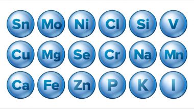 Mineral simgeler vektör ayarlayın. Mineral mavi hap simgesi. İlaç kapsül. Madde. 3D vitamin kompleksi ile kimyasal formülü. İzole illüstrasyon