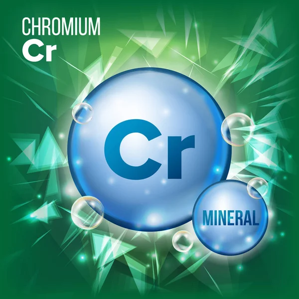 Cr Chromium Vector. Ícone da pílula azul mineral. Ícone de pílula de vitamina Cápsula. Substância para Beleza, Cosmético, Heath Promo Ads Design. Complexo Mineral 3D com fórmula química. Ilustração — Vetor de Stock