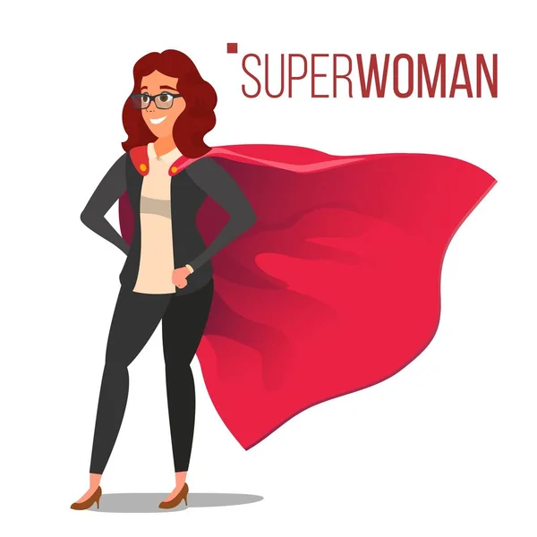 Супергероя бізнес-леді і бізнесмен векторні символів. Червоний мису. Успішний бізнес жінка і чоловік стояв і літати. В дії. Концепція керівництва. Супергероя творчі сучасного бізнесу. Ізольовані — стоковий вектор