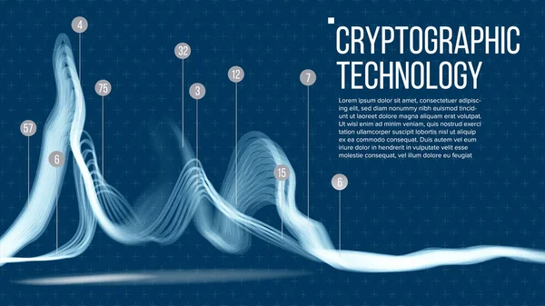 Tecnología criptográfica Vector de fondo. Algoritmo de Big Data. Folleto Ilustración — Vector de stock