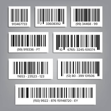 Bar Code Set Vector. UPC Bar Codes. Universal Product Code. Market Trademark. Isolated Illustration clipart