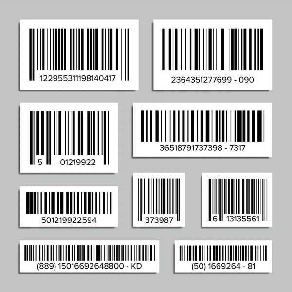 Bar Code in vektor. Abstrakt streckkoder produkt ikoner för skanning. UPC etikett. Isolerade Illustration — Stock vektor