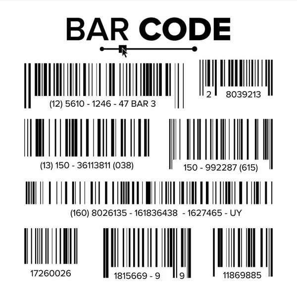 Διάνυσμα σύνολο bar Code. Σύγχρονη απλή επίπεδη Barcode. Μάρκετινγκ, μοντέρνα σάρωση σημάδι. Απομονωμένη εικονογράφηση — Διανυσματικό Αρχείο