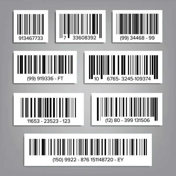 Barcode-Set-Vektor. upc Strichcodes. universeller Produktcode. Markzeichen. Vereinzelte Illustration — Stockvektor