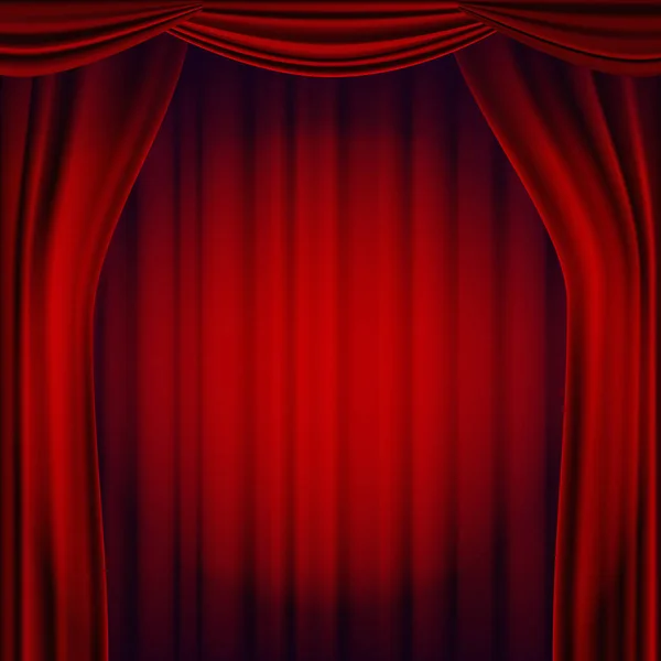 Red Theater Curtain Vector. Theater, Opera Or Cinema Scene. Realistic Illustration — Stock Vector