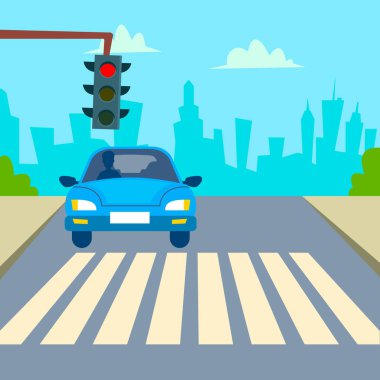 Kent içi vektör. Şehir alanı Street View. Şehir şehir. Düz çizgi film illüstrasyon