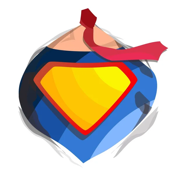 Super-herói Logo Vector. Forma de símbolo de escudo de diamante. Emblema Super Powers. Desenhos animados planos Comic Illustration —  Vetores de Stock