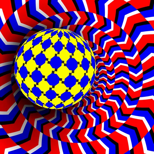 Illusion vektor. Optiska 3d-konst. Dynamiska uppspelningseffekt. Optisk effekt. Snurra Illusion. Hypnos felslut geometriska magiska bakgrund Illustration — Stock vektor