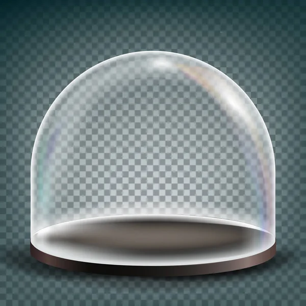 Vector de cúpula de vidrio. Elemento de diseño de exposición. Tapa de la esfera. 3D realista aislado en la ilustración de fondo transparente — Archivo Imágenes Vectoriales