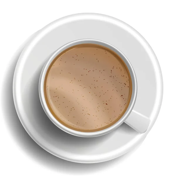 Koffiekopje-Vector. Bovenaanzicht. Warme koffie van de Raf. Melk, Espresso, siroop. Fastfood Cup drank. Witte mok. Realistische geïsoleerde illustratie — Stockvector