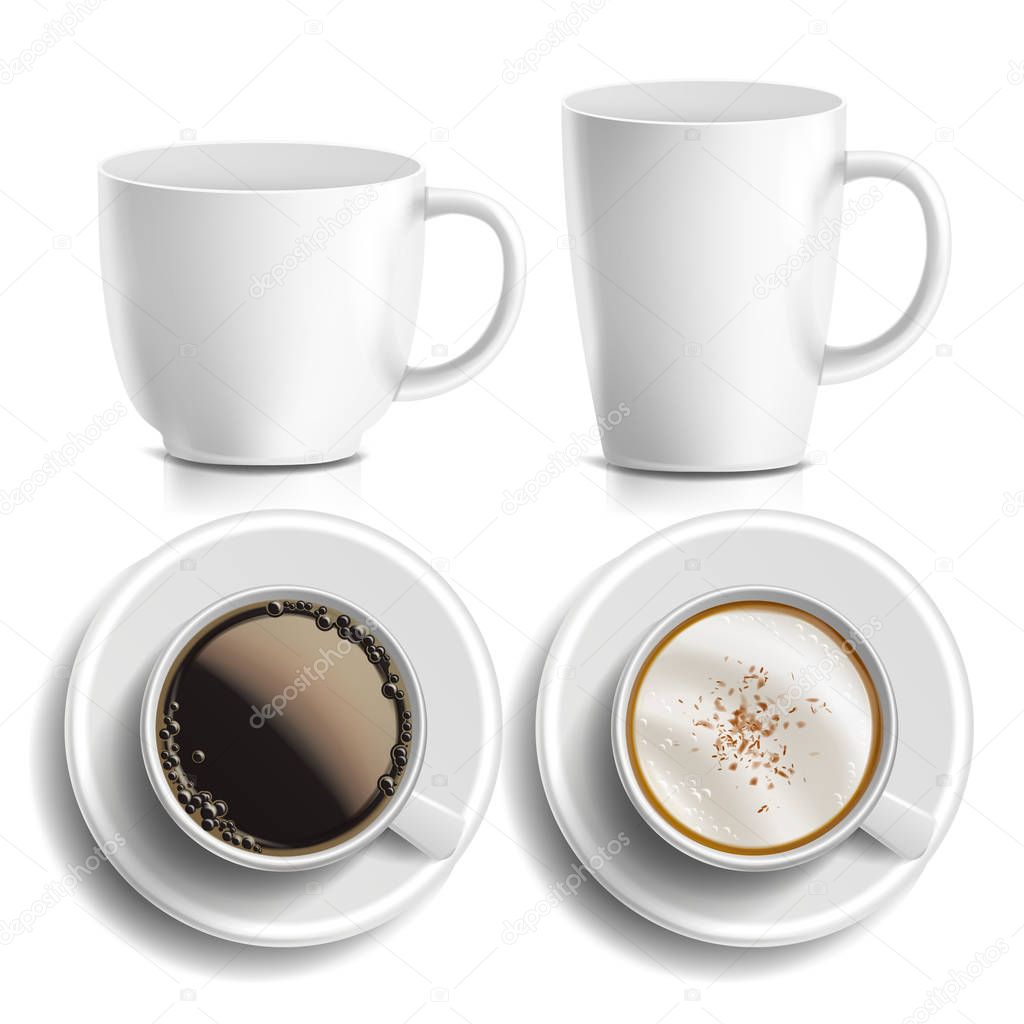 Download Coffee Cups Vector. Top, Side View. Different Types ...
