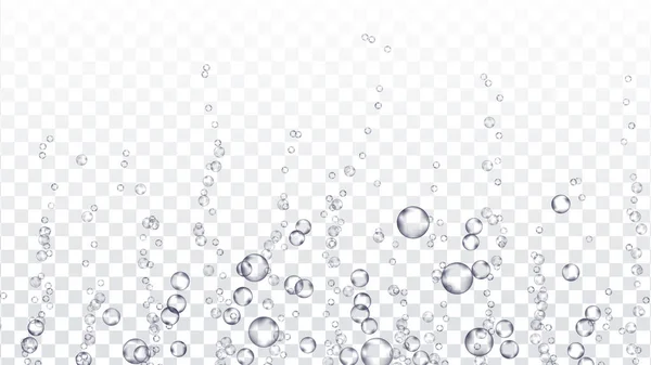 Bolhas subaquáticas Vetor Transparente. Gotas de água pura água condensada. Medicina efervescente. Isolado em fundo transparente ilustração realista — Vetor de Stock