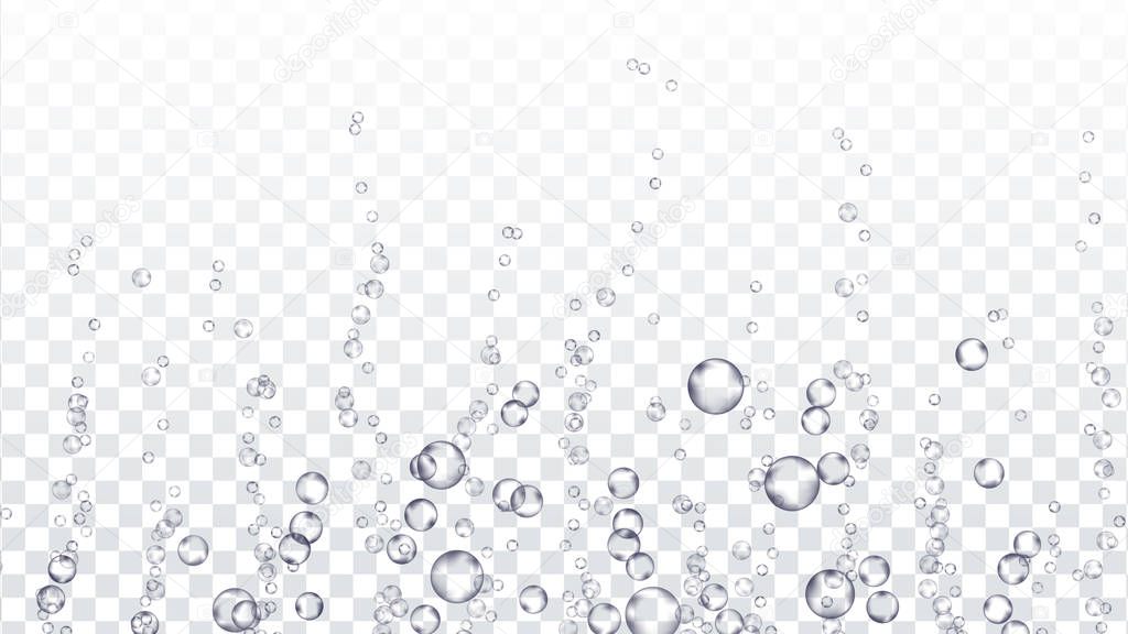 Underwater Bubbles Transparent Vector. Water Pure Water Droplets Condensed. Effervescent Medicine. Isolated On Transparent Background Realistic Illustration
