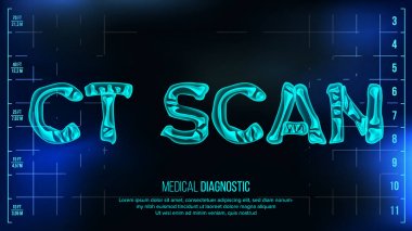 CT Scan Banner Vector. Medical Background. Transparent Roentgen X-Ray Text With Bones. Radiology 3D Scan. Medical Health Typography. Futuristic Technology Illustration clipart